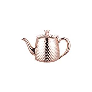 Café Olé Sandringham Théière avec effet martelé en acier inoxydable 18/10 – fini cuivre, argent, 48oz, 1.35L