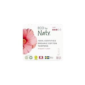 Eco by Naty Tampons sans applicateur Super, absorbants à base de plantes, produit menstruel en coton biologique, meilleur pour la santé féminine (18 unités)