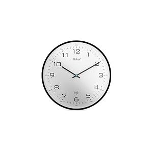 Mebus 13079 Horloge Murale Radio-pilot&eacute;e silencieuse avec Cadre Noir et Cadran Blanc Grand &eacute;cran Clair Noir 30 cm