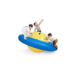 FANTASK Transat Gonflable pour Enfants de 223 cm pour Rouler, Incliner, escalader et Sauter avec 6 poignées intégrées (Jaune + Bleu)