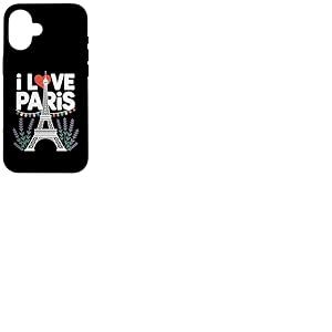 I Love Paris Tour Eiffel Vibes Lavande Coque pour iPhone 16
