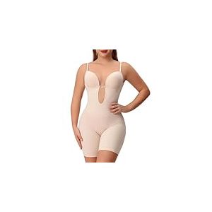 Slimers Body Gainant Dos Nu sans Bretelles - Dos Nu pour Femme - Soutien-Gorge Amincissant int&eacute;gr&eacute; avec Plongeant, Beige, Large