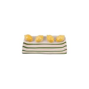 Villa d'Este Home Tivoli 2009 Assiette décorative en céramique 22,5 x 13 cm, design citron, Fruit Life
