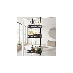 YEAUPE PRO &Eacute;tag&egrave;re Douche &agrave; Suspendre avec Six Crochets, &Eacute;tag&egrave;re Ddouche sans Per&ccedil;age, Porte Shampoing Douche, &Eacute;tag&egrave;re Rangement Hauteur 78cm Convient aux Bouteilles d'&Eacute;pices de Cuisine