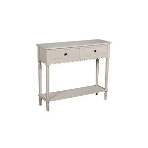 DRW Console Meuble Table d'entrée avec 2 tiroirs en Bois Beige 90 x 28 x 75 cm