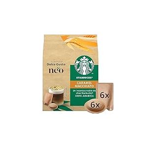 NEO Starbucks® Caramel Macchiato - 30 Dosettes de café et 30 sachets de lait - Compatibles uniquement avec les machines à café NESCAFÉ® Dolce Gusto® NEO