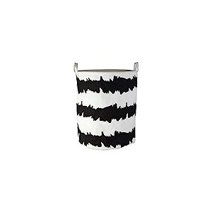 Premier Housewares Panier à Linge en Tissu TC, Rangement Linge, Bassine Linge (60% Polyester, 40% Coton), Noir/Blanc