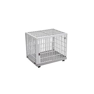 Lanco - Jaula Para Mascotas Perro y Gato Premium. De plastico: resistente y Lavable Sin corrosión. Con Puerta, Tapa Superior y Ruedas Para Mover facilmente. Medidas: 65 x 50 x 56 cm. Color Blanco