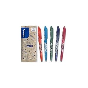 PILOT - Lot de 5 Frixion Ball - Stylo roller effaçable à encre thermosensible - rechargeable avec du plastique recyclé - Orange, Turquoise, Bleu, Vert, Rose - Pointe moyenne