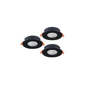 Eglo jeu de 3 spots LED encastrés Barranco, lampes à encastrer avec dip switch, luminaires encastrables ronds, éclairage de plafond en plastique noir, blanc chaud - froid, ampoules GU10