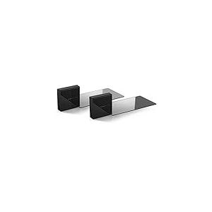 Meliconi Ghost Cube Barre de Son Noir, Système Cache-câbles modulaire avec étagère en Verre pour Bar de Son