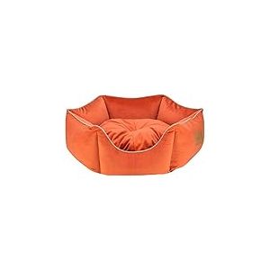 MOOI Crown Panier pour Chien en Velours Douillet, Rembourrage en ouate 100% Polyester et Billes agréables au Toucher, Lavable en Machine à 30 degrés, Disponible en 3 Tailles Orange 50 x 53 x 18 cm