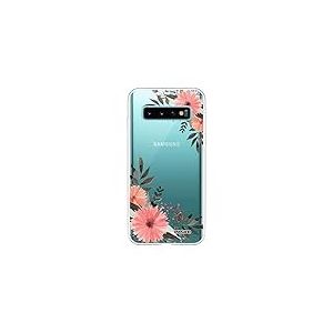 Evetane - Coque Silicone Compatible Samsung Galaxy S10 Plus - Protection Intégrale 360, Fine et Transparente - Coque Avant & Arrière - Haute Résistance - Fleurs Roses