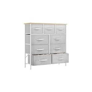 YITAHOME Commode pour Chambre &agrave; Coucher, Commode &agrave; 9 Tiroirs en Tissu Meuble de Rangement avec Dessus en Bois et Grand Espace de Rangement Chambre &agrave; Coucher, Salon, Chambre d'enfant, Gris Clair