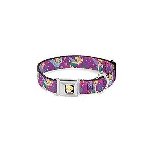 Buckle-Down Collier pour Chien avec Boucle de Ceinture de s&eacute;curit&eacute; &ndash; Poses F&eacute;e Clochette, Fleurs, &eacute;toiles, t&ecirc;te de Mort &ndash; Violet &ndash; 2,5 cm de Large &ndash; Convient pour Tour de Cou de 27,9 &agrave; 43,2 cm &ndash;