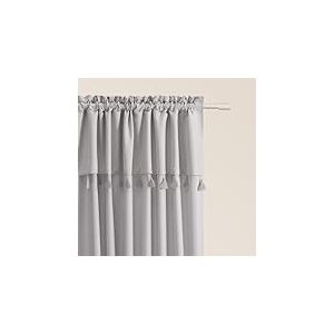 ROOM99 Rideau avec Passe Tringle Astoria 140 x 250 cm Largeur x Hauteur, Décoration de Fenêtre, Curtains et Draperies intérieurs pour Salon, Chambre Moderne Galon à Pompons Gris Clair, 1 pièce