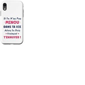 SI Pas de Minou Fille pr&eacute;nom personnalis&eacute; Humour Minou Coque pour iPhone XR