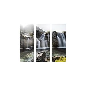 Pro-Art-Bilderpalette gLA1211C-dT baumwipfel Tableau triptyque sous Verre Motif Black and White Waterfall Multicolore