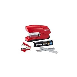 Bostitch Agrafeuse de bureau robuste de 40 feuilles avec 1250 agrafes et extracteur de griffes, petite taille, tient dans la paume de votre main, lot économique, rouge (B175-RED-VP)