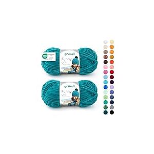 Gründl Laine Funny uni - laine chenille douce pour le crochet – moelleuse et respectueuse de la peau - 100% polyester – 2 pelotes 100 g / 120 m – taille d’aiguille 5-6 -pétrole