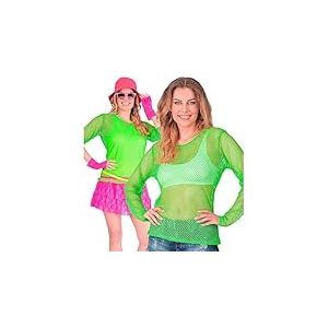 W WIDMANN MILANO Party Fashion - Haut en résille pour femmes, t-shirt en résille, fluo pour festivals et carnaval