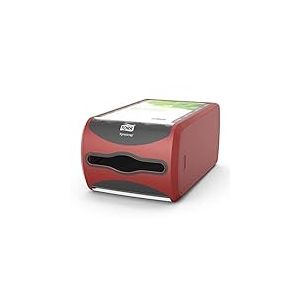 Tork Xpressnap Distributeur de Serviettes de comptoir rouge N4, gamme Signature, 14,5 cm x 19,1 cm x 30,7 cm, 272512