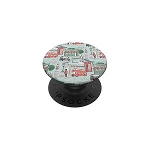 Toile londonienne sur Pont Big Ben Taxi Guard Tower Bridge Vert Clair PopSockets PopGrip Adhésif
