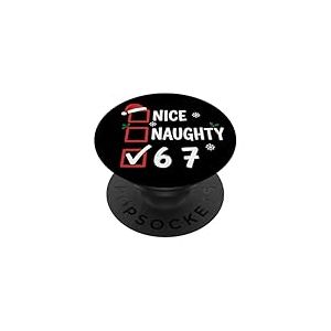 Nice Naughty 6 7 Christmas Santa Claus PopSockets PopGrip Adh&eacute;sif