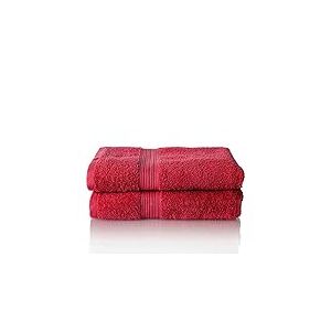 ALCLEAR - Lot de Serviettes &eacute;ponge de qualit&eacute; sup&eacute;rieure, Gamme Disponible en 6 Coloris et 5 Tailles, Coloris : Rouge, 2 Serviettes de Bain de 50 x 100 cm, Oeko-Tex Standard 100