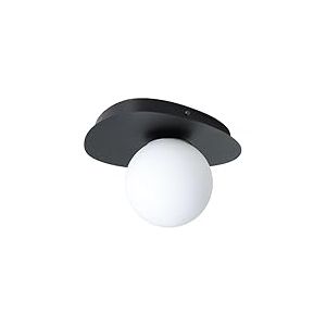 Eglo Applique murale LED Castrivido, lampe mur pour salle de bain, m&eacute;tal noir et globe en verre blanc, avec ampoule G9 blanc chaud, IP44