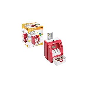 Idena 50061 Tirelire numérique, Distributeur de Monnaie avec Son en Rouge, Carte de crédit protégée par Broche, Compteur de pièces et de Nombreuses Fonctions, Environ 21,8 x 16 x 14,5 cm