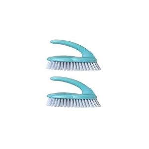 Vigar Lot de 2 Brosses Multifonctions à Poils Durs, Brosse à Récurer avec Manche Ergonomique pour Salle de Bain, Douche, Baignoire, Carrelage, Mur, 16 x 7 x 9 cm, Bleu