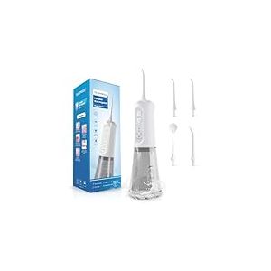 TUREWELL Jet Dentaire Hydropulseur Portable 310 ML avec 5 Modes, 4 Buses, Rechargeable Hydropulseur Dentaire &Eacute;tanche IPX7 Pour La Maison et Les Voyages, Am&eacute;liore la Sant&eacute; Dentaire