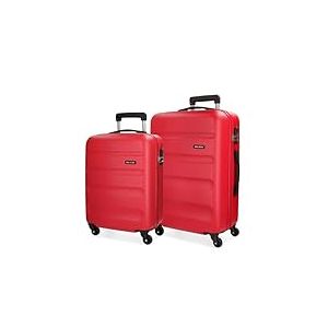 Roll Road Flex Set de Bagages Rouge 55/65 cms Rigide ABS Serrure &agrave; combinaison 91L 4 roues Bagage &agrave; main