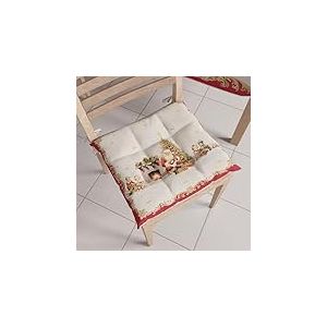 PETTI Artigiani Italiani - Lot de 6 Galettes de Chaise de Noël 40x40cm, Coussins de Chaises pour Intérieur et Extérieur avec Attaches, Décoration de Noël, 100% Made in Italy