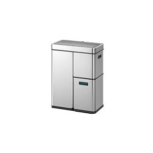 EKO Mirage Plus Système de tri sélectif à 3 compartiments, 2 x 15 l et 30 l, poubelle de recyclage avec capteur, 3 seaux intérieurs en plastique, poubelle automatique avec couvercle, grande poubelle