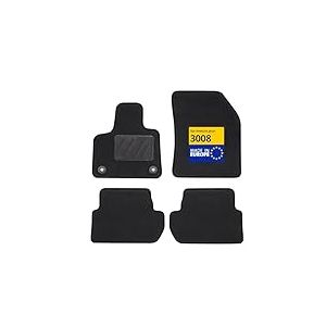 DBS &ndash; Tapis de Voiture - sur Mesure pour Peugeot 3008 (12/2020-03/2024) &ndash; Antid&eacute;rapants avec Clips de Fixation &ndash; 4 Tapis Auto Avant/arri&egrave;re &ndash; Moquette Noire