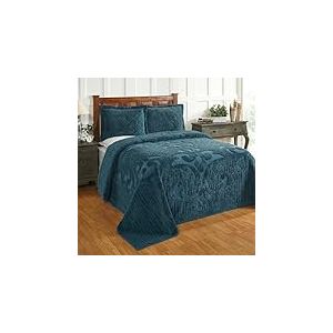 Better Trends Ashton Collection Ashton Couvre-lit 100% Coton Chenille pour très Grand lit, 304,8 x 279,4 cm, Motif médaillon Bleu Sarcelle, 1 pièce, Douce et légère