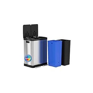 iTouchless SoftStep Poubelle de Cuisine en Acier Inoxydable de 61 litres - 2 seaux intérieurs Amovibles de 8 gallons - Parfaite pour la Cuisine, Le Bureau, la Maison