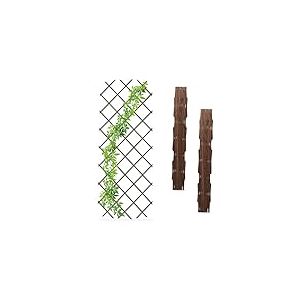 Relaxdays Tuteur à tomates, en lot Pratique de 3, Extensible, Bois de Sapin, pour Le Mur, 180 x 90 cm, Marron