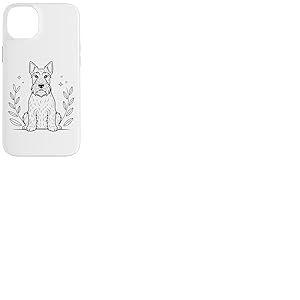 Line Art Scottish Terrier Minimalist Coque pour iPhone 14 Plus
