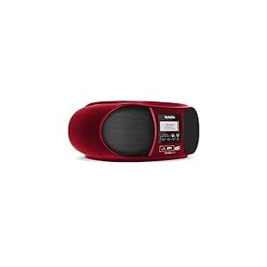 TechniSat DIGITRADIO 1990 - stéréo Boombox avec Radio Dab + / FM et Lecteur CD (Streaming Audio Bluetooth, Connexion Casque, USB, entrée AUX, Fonction de Charge, Horloge, 2 x 1,5 W) Rouge