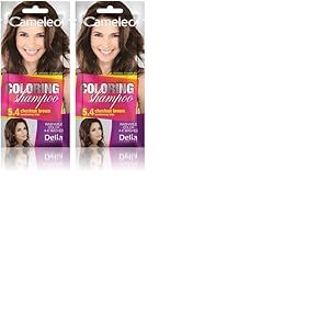 Cameleo - Shampooing teint&eacute; &ndash; Ch&acirc;tain &ndash; Rafra&icirc;chissement rapide et facile des couleurs &laquo; couleur en couleur &raquo; &ndash; Sans ammoniaque ni oxydants &ndash; Shampoing en sachet &ndash; 40 ml (Lot de 2)