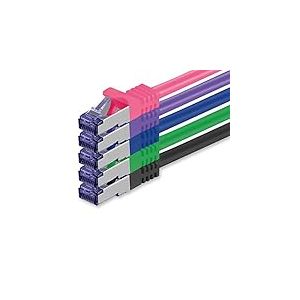 1aTTack.de 5x 0,25 M C&acirc;ble r&eacute;seau CAT7-10 Gigabit - C&acirc;ble patch RJ45 C&acirc;ble Ethernet (SFTP PIMF LSZH CU) - pour DSL LAN Switch Modem Routeur Patch Panel CAT7 CAT6 CAT5 - multicolore