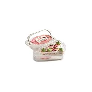 Snips, Porte-cupcakes 14L, Blanc, Double récipient décoré avec double plateau, Fabriqué en Italie