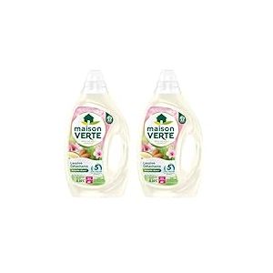 Maison Verte - Lessive Liquide - Parfum aux Huiles Essentielles - Lessive Détachante - Amande Douce - Spécial Peaux Sensibles - Efficace dès 20°C - 5 Enzymes Actives d'Origine Naturelle - 33 Lavages