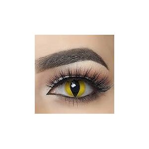 MYSA LENS® Lentilles De Contact De Couleur Fantaisie Crazy Lens Cosplay halloween Yeux De Chat Oeil Jaune De Serpent Cat Etui 12 Mois sans correction