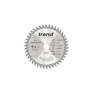 Trend Lame de scie circulaire sans fil Wood, diamètre 168 mm, alésage 20 mm, 42 dents, trait de scie 1,8 mm, crochet +10°, TCT, finition fine, CSB/16842T