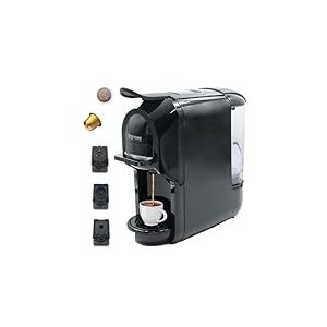 BEHOME Machine à Café à Capsules et à dosettes pour Nespresso, Dolce Gusto | 3 adaptateurs pour Cafè Expresso Italien prêt en quelques secondes, Noir