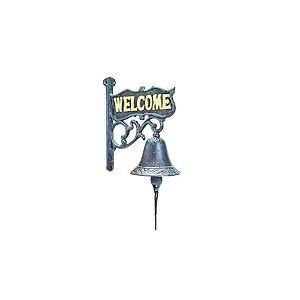 Clou de Bienvenue Mural, Style Rustique, Fonte Robuste Sungmor | 16 × 18,7 cm, Vert foncé | Sonnette en Fer forgé avec Logo aristocratique | Sculpture Classique pour Garden Patio Villa Cafe, etc.